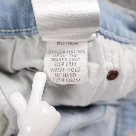 MOTHER The Insider Crop Step Fray Jeans Womens 25 Blue Denim Hold My Hand - Picture 8 of 16